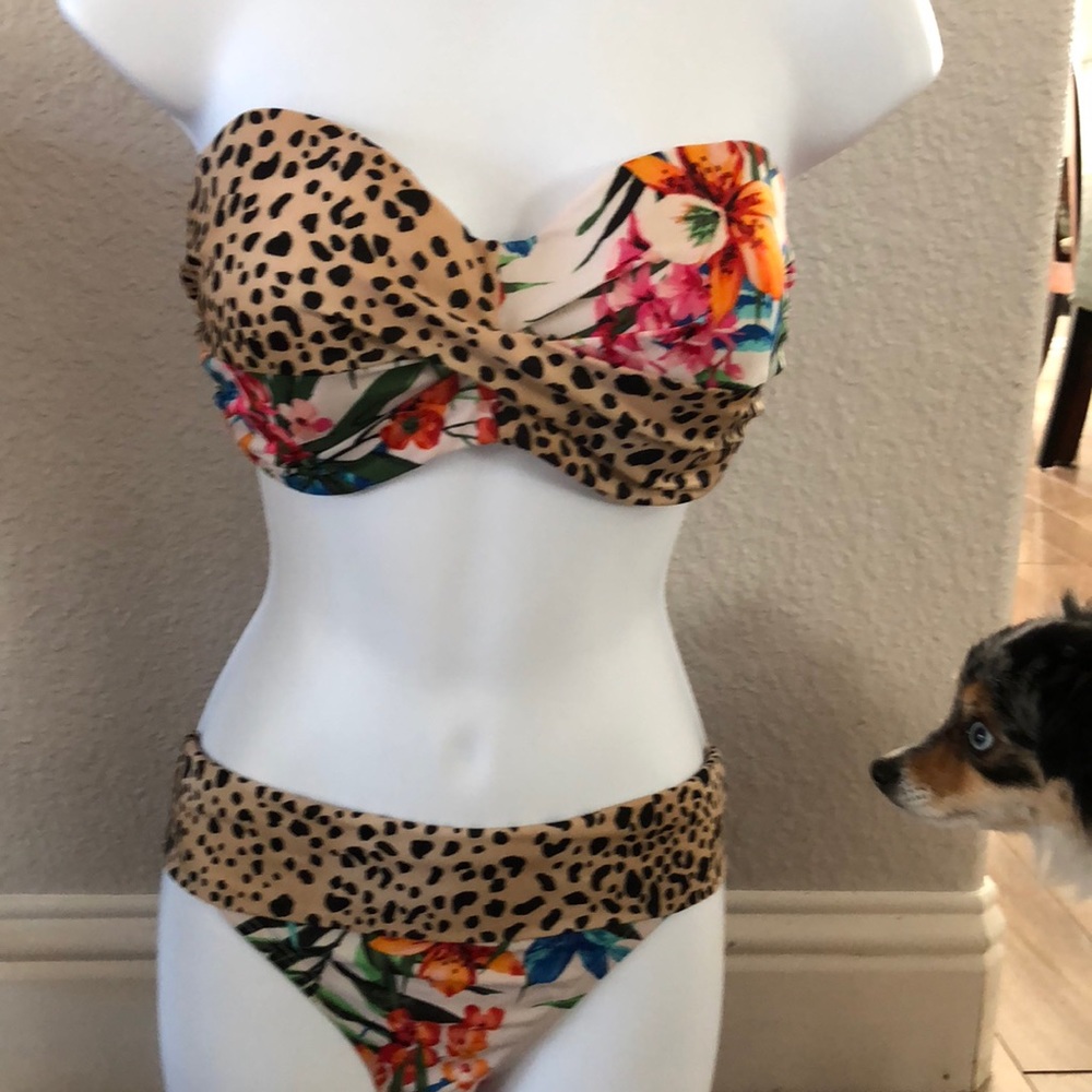 Beautiful bikini with animal print accent floral
